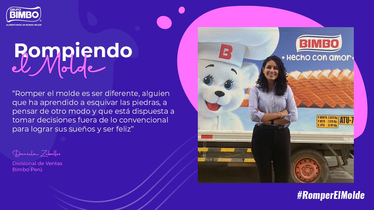 Grupo_Bimbo's tweet photo. #TodasIn | Hace 6 años, la historia de Daniela Zeballos, divisional de Ventas de Canal Detalle, comenzó a escribirse en Bimbo Perú #RompiendoElMolde para cambiar paradigmas. https://t.co/RyNmGmTbzl