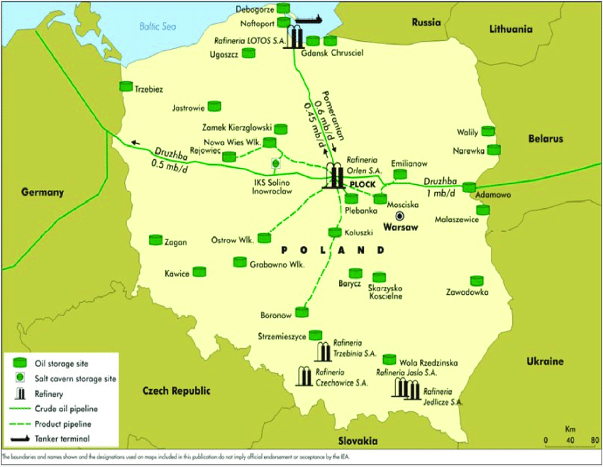 However Poland's Pomeranian pipeline, which runs from Gdansk to Płock has a yearly capacity of 30 million tons, and connects at Płock to the Druzhba pipeline.Today's agreement between Germany & Poland enables Germany to ship oil to Gdansk, feed it there into the Pomeranian4/7