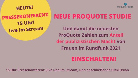 quote_pro's tweet photo. ... Nach der Studienpräsentation von @langsusanne
disktuieren:
👉🏾#PatriciaSchlesinger, (ARD & RBB)
👉🏾@gabyholzner (HR)
👉🏾@ARawohl (@dlf_sport)
👉🏾#MarcHall (NDR)
👉🏾 ProQuote Medien Vorstandsvorsitzende,
@EHeitkmper
Moderation: @AnnLeiterin
Wir sehen uns um 15 Uhr! #ProQuoteStudie https://t.co/fIFgWSrwmV