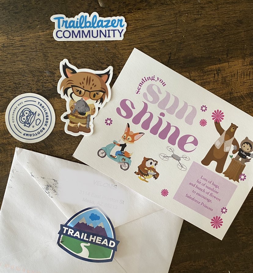 roxyvtech's tweet image. Got my first #happymail from @jeanvelonis #salesforceprincess !! Thank you so much for the sunshine! #trailblazercommunity