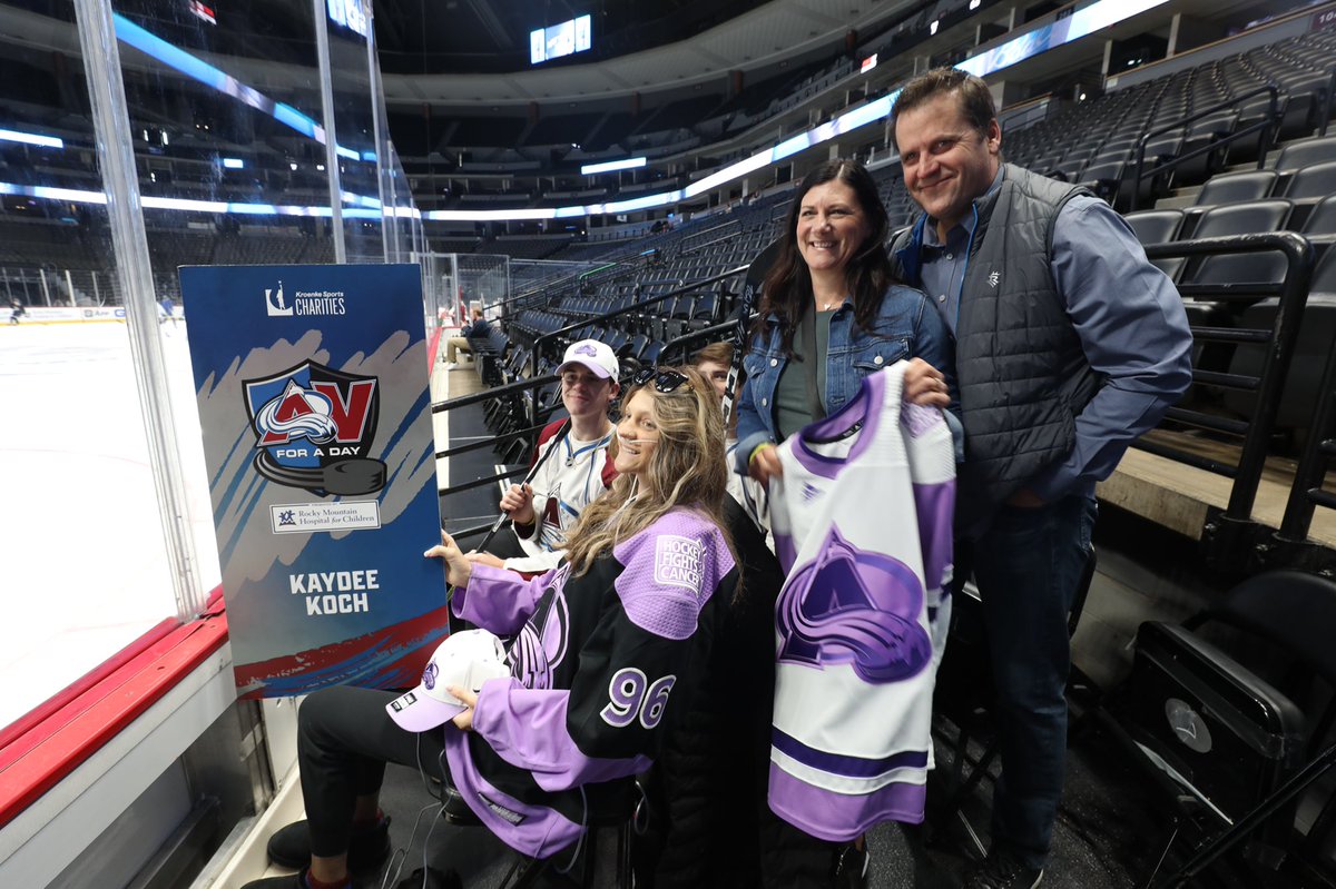 Avalanche's tweet photo. We are always inspired by members of our Colorado hockey community. 

One of those is Kaydee, our RMHC Av for a Day ❤️💙

#GoAvsGo https://t.co/GXiB0HkeE4