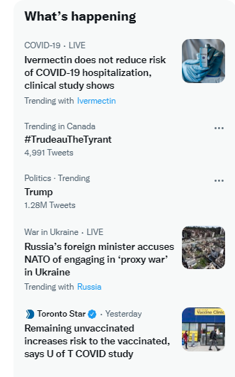 nexusvisions's tweet photo. Twitter Trending is still displaying fake science COVID propaganda about ivermectin and "the unvaccinated".

Hope Elon has his team fix that ASAP...

#ivermectin #badscience #unvaccinated #VaccineSideEffects #notsafe #noteffective https://t.co/TBtyP7y711