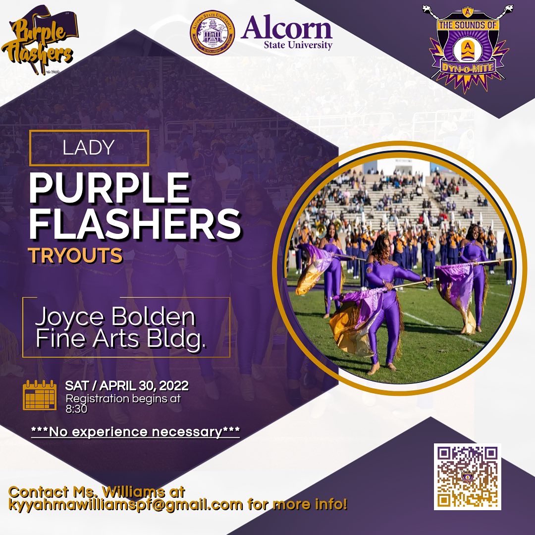 It’s time for tryouts. Ladies, here’s  your chance to be a part of either the World Renowned Golden Girls or the Illustrious Lady Purple Flashers. The CLOSED auditions are taking place this Saturday with registration beginning at 8:30am. Make preparations to be there!!!!