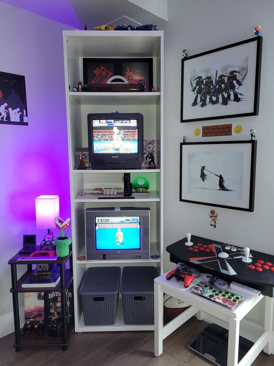 Improvements to the retro corner. Downsized to manageable CRT sizes for easy storage/moving.