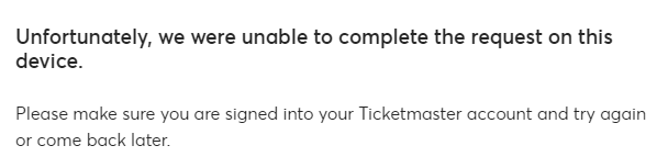RoseyMasBl's tweet photo. @Ticketmaster !! Its been 45 minutes and I still can't buy tickets!  What is wrong with your website? (and yes I am signed in) https://t.co/P8icUoEQPN