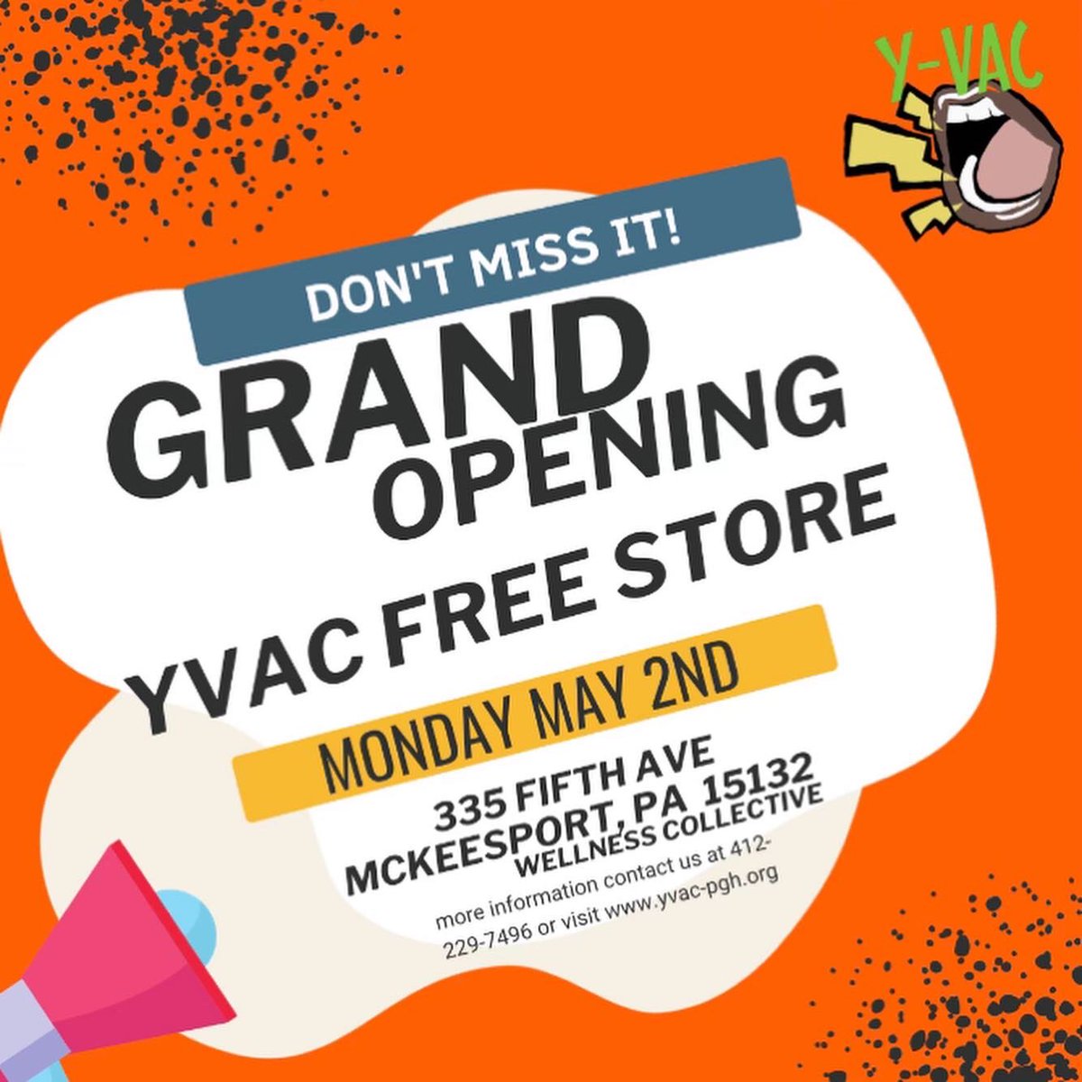 YoungVoicesPA's tweet photo. If you didn’t know now you do !! YVAC is opening a seasonal free store MAY 2ND 12-6pm we have food, clothes,baby diapers and other essentials items &amp; we will have hot food for the community and  if you just want to come and hang with us that’s also an option!!😎see you soon ! https://t.co/Llqro2c0Wl