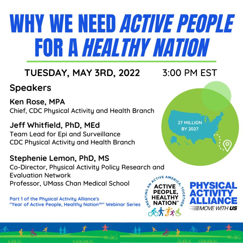 PAAmovewithUS's tweet photo. Join us and @CDC_DNPAO to kick off the first session of our “Year of Active People, Healthy Nation” webinar series! The topic of the first webinar is "Why We Need Active People, for a Healthy Nation."
Register:
https://t.co/Oreb5LF8IC
#MoveWithUS #ActivePeople #PhysicalActivity https://t.co/xq4GFBHRBm