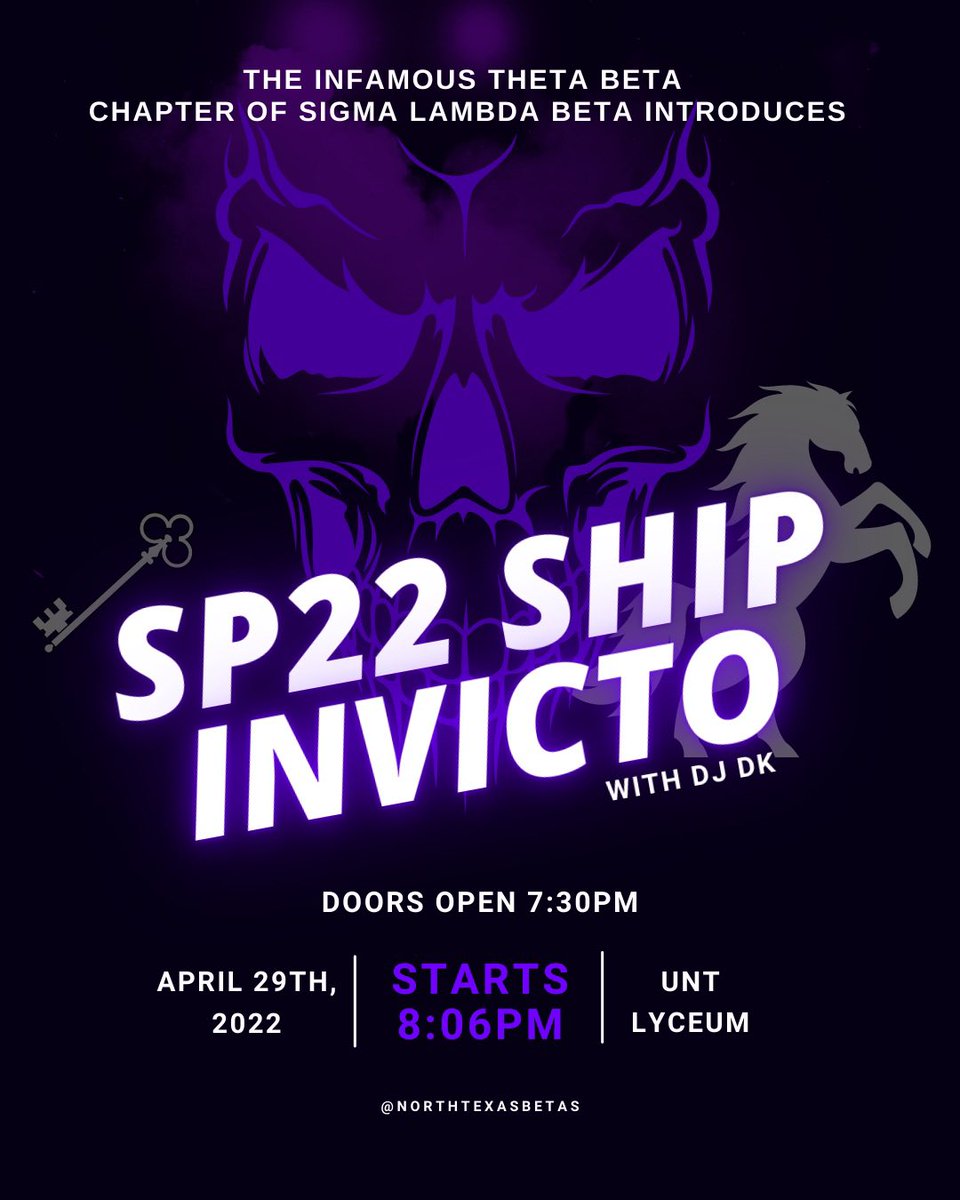 This Friday! Witness Ship Invicto!
Show starts 8:06pm sharp @ UNT LYCEUM! All Greeks and spectators welcomed! 😈😈😈 #ThisWeeksPlay