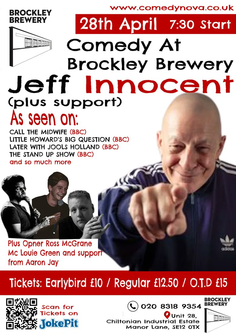 PromoteComedy's tweet photo. Comedy at Hither Green Tap Room
Thu 28th Apr 8pm @brockleybrewery #London
@ComedyNova1
Line-up:
@InnocentJeff
@LouieGreen88
@RossMcGrane
#AaronJay
🔥COMEDY TICKETS/INFO🎟
https://t.co/zYVUEJJd55
#JOKEPIT THE BEST ⭐️ ⭐️ ⭐️ ⭐️ ⭐ INDEPENDENT COMEDY CLUBS
#standupcomedy https://t.co/eu1JGJhlu4