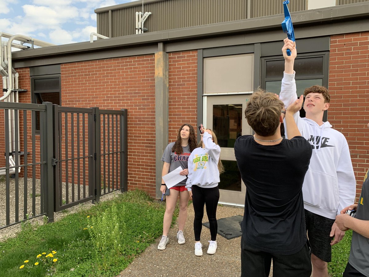 Mr. Durham's Geometry students calculated the height of a Wi-Fi tower using right triangle trigonometry. Supplies and tools from Mr. French's shop were a great help.
