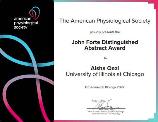ajpgi's tweet photo. 💥📣Shout out to Ms. Aisha Qazi for being one of the winners of the John Forte Distinguished Abstract award!
#ajpgi #APSatEB https://t.co/k5IM6IA8ul