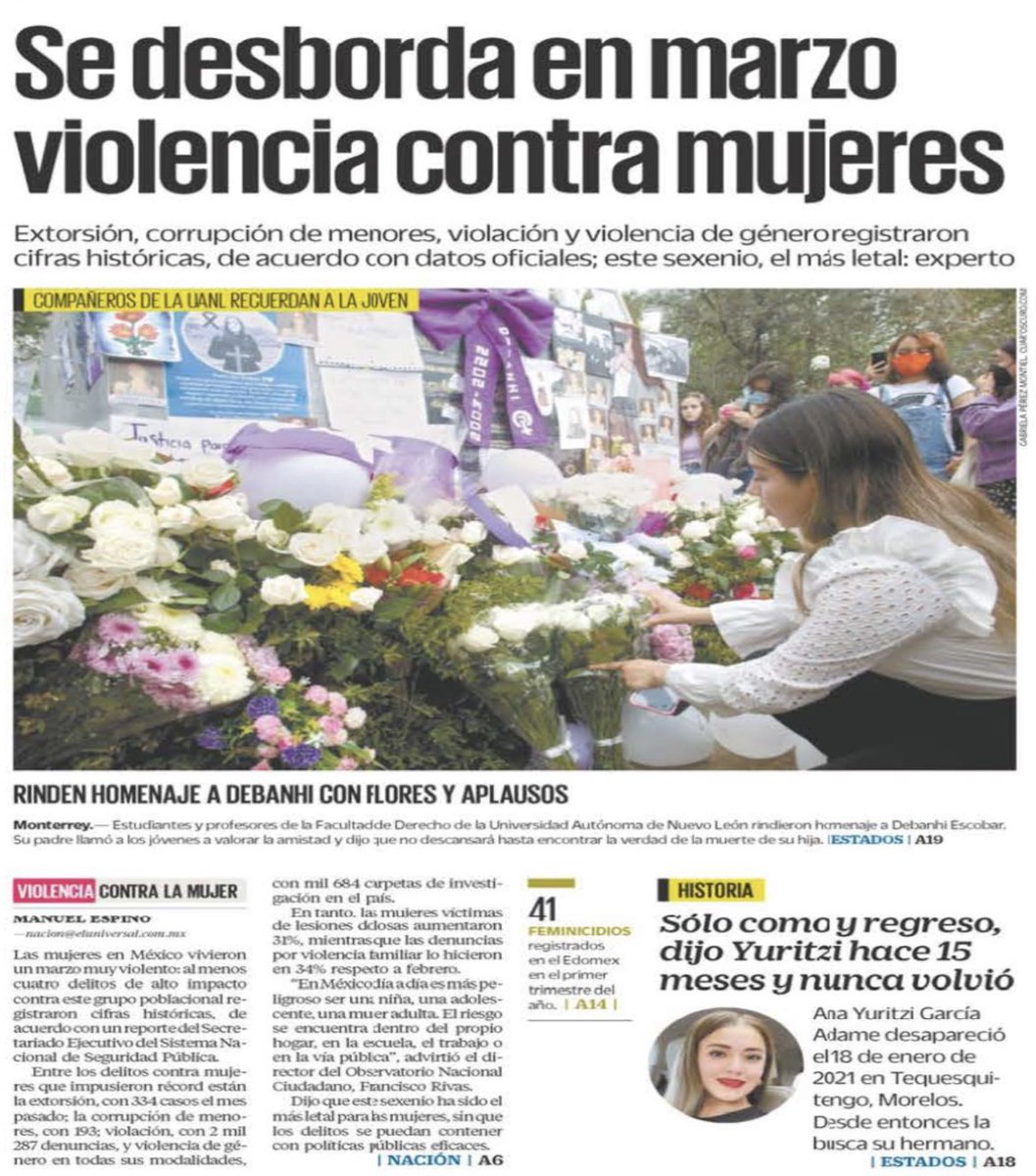 Estamos frente a un escenario catastrófico, la violencia en contra de las mujeres va en aumento mientras el gobierno tiene otras prioridades. Urge poner en marcha mecanismos de protección y prevención. No son cifras, son vidas y debemos protegerlas.

Vía <a href="/El_Universal_Mx/">El Universal</a>
