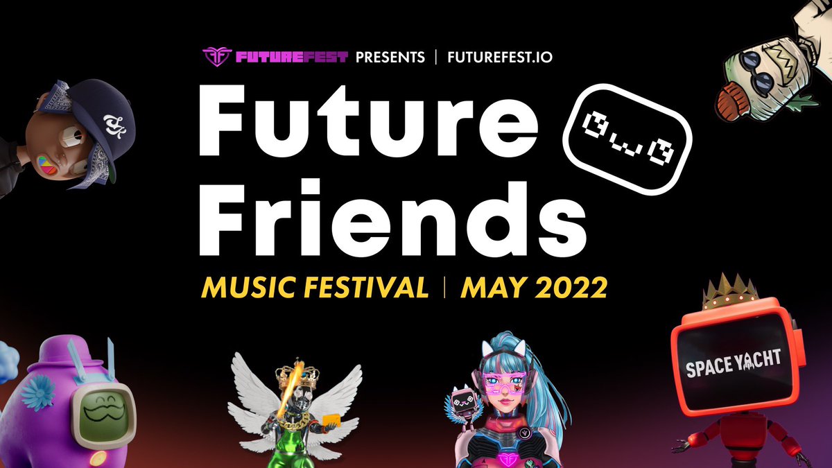 futurefestxr's tweet photo. The #FFMF is a music event showcasing some of the best communities on #ETH &amp; #Cardano. With the goal of bringing people together for a 6 week event! Your ticket is owning a @AngelBabyHitSqd @BenjaminsGroup @VeggieMatesNFT  @spaceyacht @project2090nft @SohoKidsNFT NFT 🤘🏼Lets party https://t.co/YhVGOU5VVg