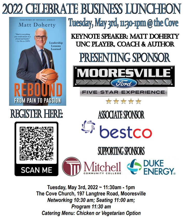 We're so excited to be having our 2022 Celebrate Business &amp; Community Awards Luncheon next week! Don't miss your opportunity to register for this great event!
.
.
.
#businessnews #smallbusiness #supportlocalbusiness #mooresville #lakenorman #marketing #networking #sponsorship