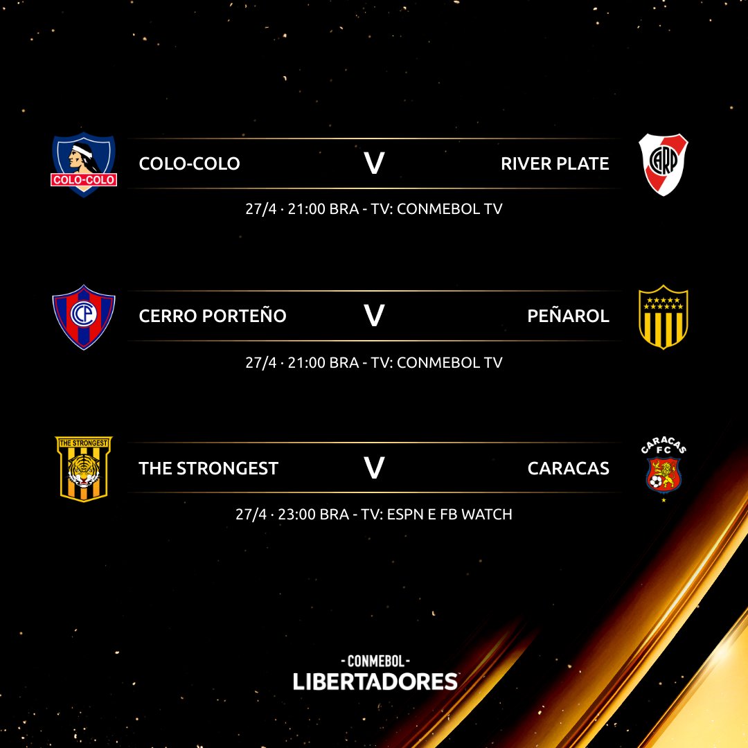 LibertadoresBR's tweet photo. 🔥🏆 Hoje tem mais Fase de Grupos! Os 6⃣ jogos da quarta-feira na CONMEBOL #Libertadores 2022.

👀🇧🇷 @FortalezaEC, @AmericaMG e @Palmeiras são os brasileiros em campo nesta noite. https://t.co/mOeKfghxnq
