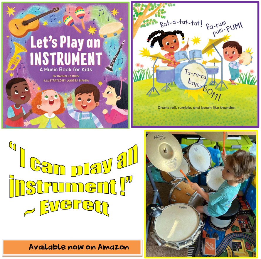 Rachelleburk's tweet photo. LET'S PLAY AN INSTRUMENT: A MUSIC BOOK FOR KIDS available now for preorder: https://t.co/06611nNFNu Official release 5/3. @NancyViau1 @callistokids @rockridgepress #kidsmusic #musickids #musicbooksforkids #instrumentsforkids #preschoolbooks https://t.co/56W6cFzbTV