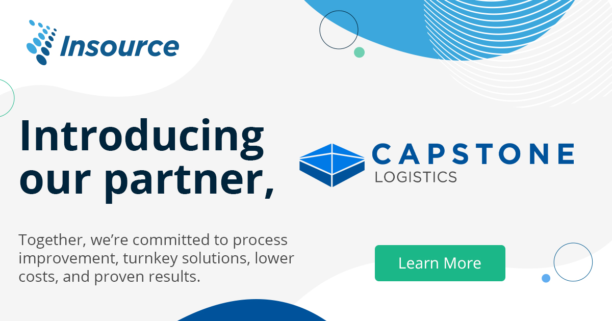 InsourcePerform's tweet image. Insource has combined forces with Capstone Logistics, a leading supply chain management, and logistics provider! Check out our official press release for more information about this exciting new venture and how our customers will benefit. hubs.ly/Q018Vh900 #partnership