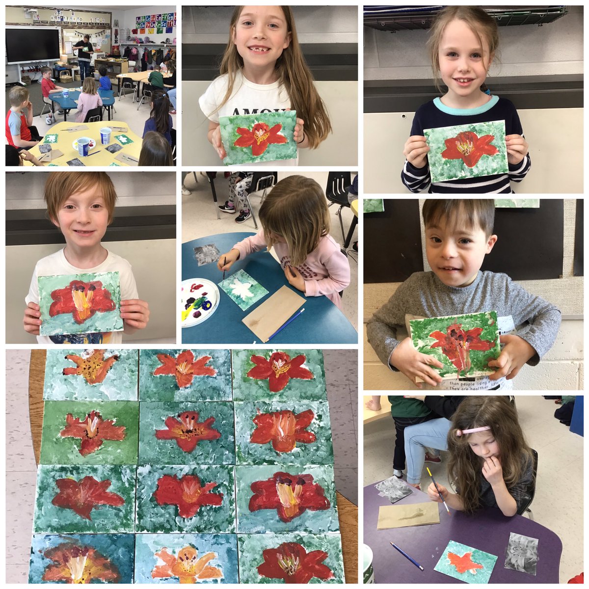 Look at the beautiful tiger lily paintings my grade 1’s made with our artist in the school Colleen Watchorn. 🌺 #hsdwes #hsdlearns #art <a href="/WoodlawnHSD/">Woodlawn School</a> <a href="/HanoverSD/">Hanover School Division</a>