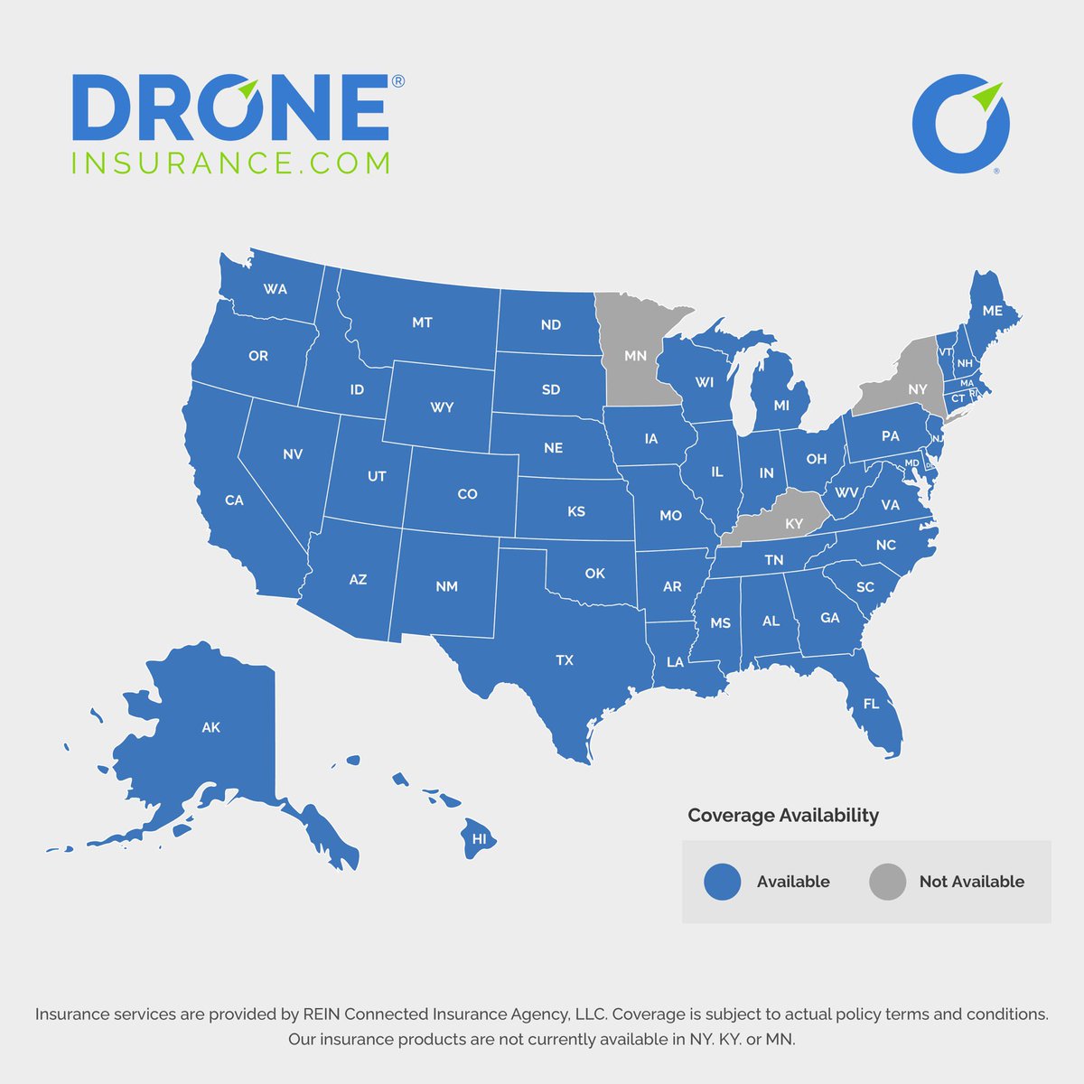 Did you know Drone Insurance Policies are available in 47 States and the District of Columbia?  #XPO22 #DroneInsurance #drones