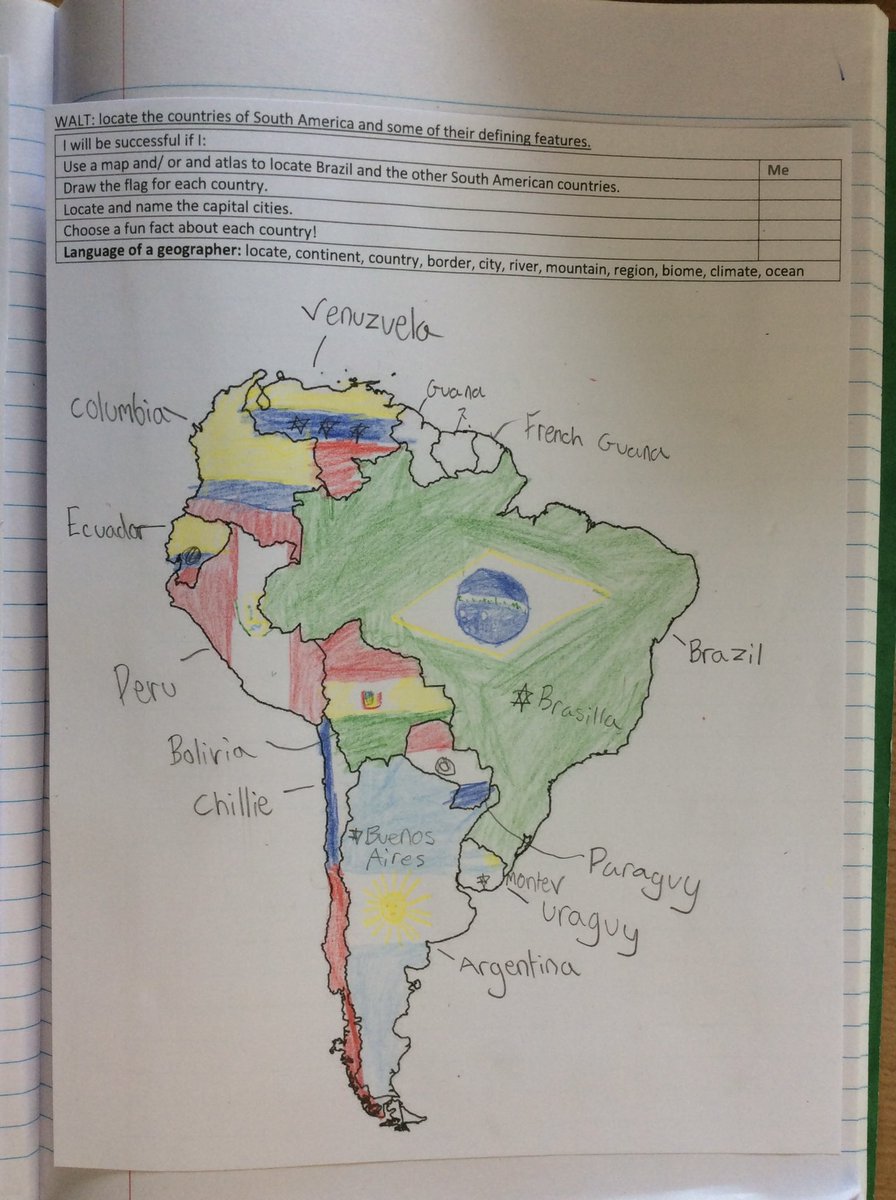 StMichaels_CE's tweet photo. Year 6 kicked off their ‘Atlas of Adventures’ learning and ‘Brazil &amp; Rainforests’ topic with some map work this afternoon. They have turned out really well! We also did some research: did you know Bolivia is one of the only countries that has 2 capital cities?! https://t.co/mDuqfNO0Ka
