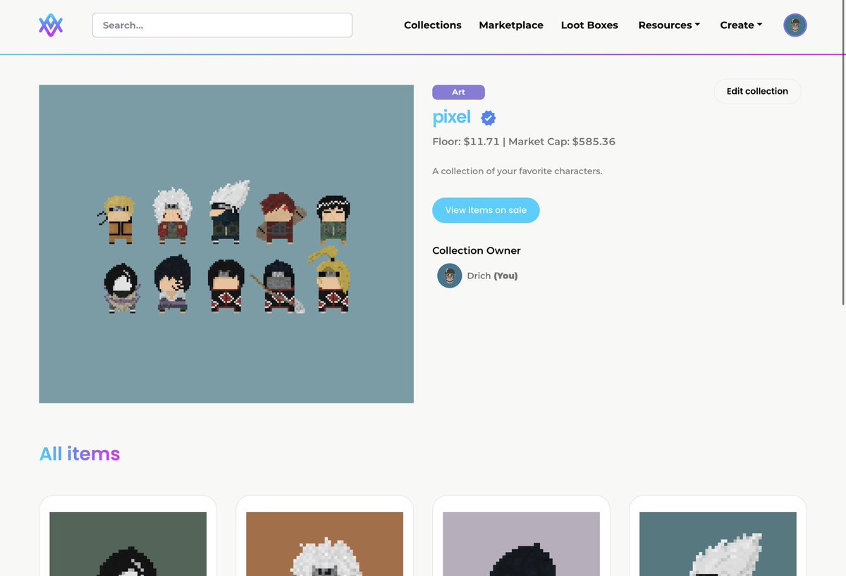 Drich666_'s tweet photo. Pixel collection
Verified collection ✅
Available only on @altura_nft ❤️
Price = 0,03 BNB

1/10 — Naruto
2/10 — Kakashi 
3/10 — Sasuke

#NARUTO #BORUTO #pixelart #pixelartist #NFTs #NFTsales #NFTGiveaways #AnimeArt #NFTCommumity #anime #Crypto https://t.co/lPR5arEsfR