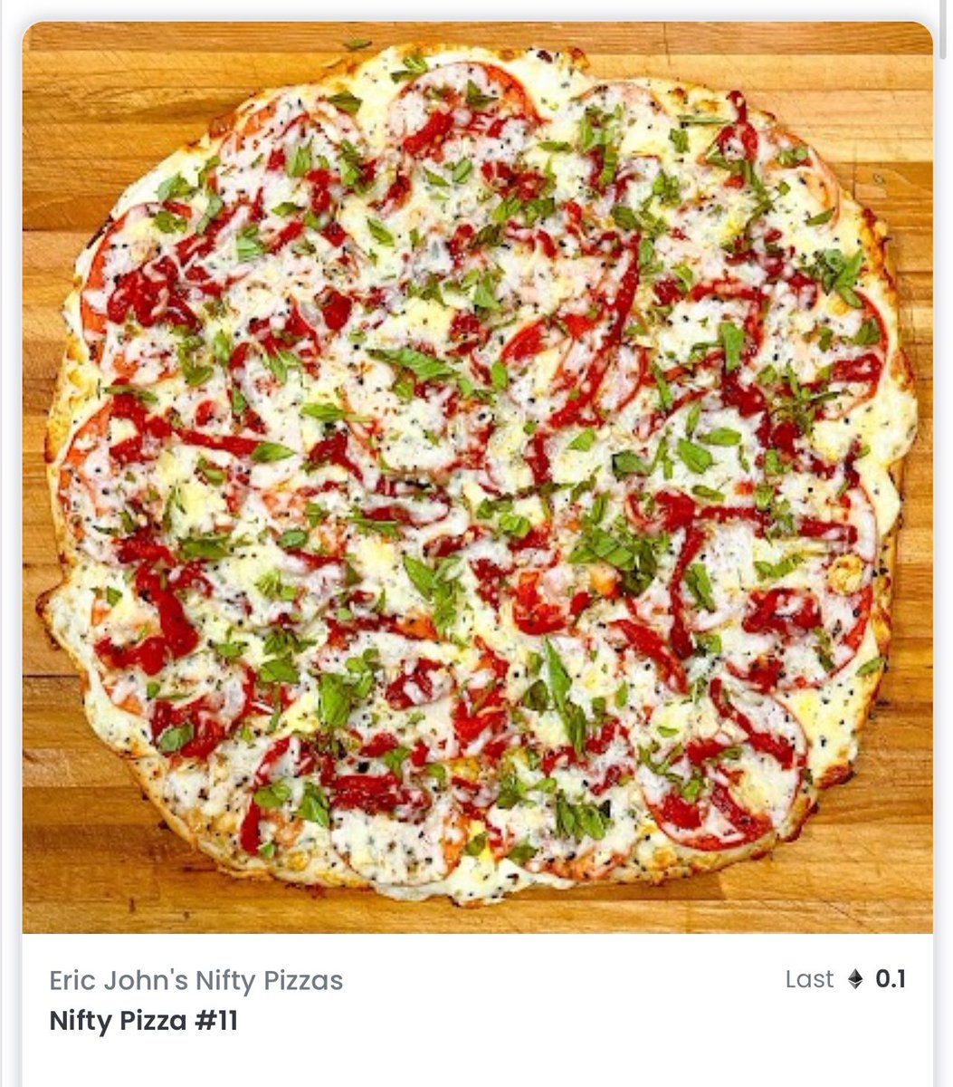 CONGRATS to <a href="/mindofacreative/">MIND OF A CREATIVE / MOAC</a> for getting her order placed right before the <a href="/niftypizzas/">Eric John’s Nifty Pizzas</a> shop closed and collecting this unique monthly special, “The Nero!”  It’s a beauty!  

Shop reopens in July with higher prices.

#NFTCommunity #NFTs #Pizza