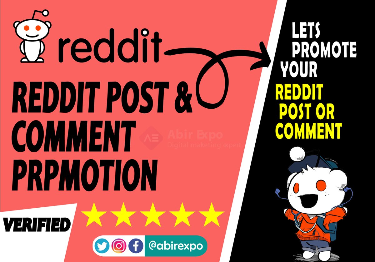 AbirExpo's tweet photo. #reddit #redditpromotion #cryptopromotion #redditmanager #subreddit #socialmediamarketing #digitalmarketing
#redditmanagement #abirexpo https://t.co/wHEY4vDVVu