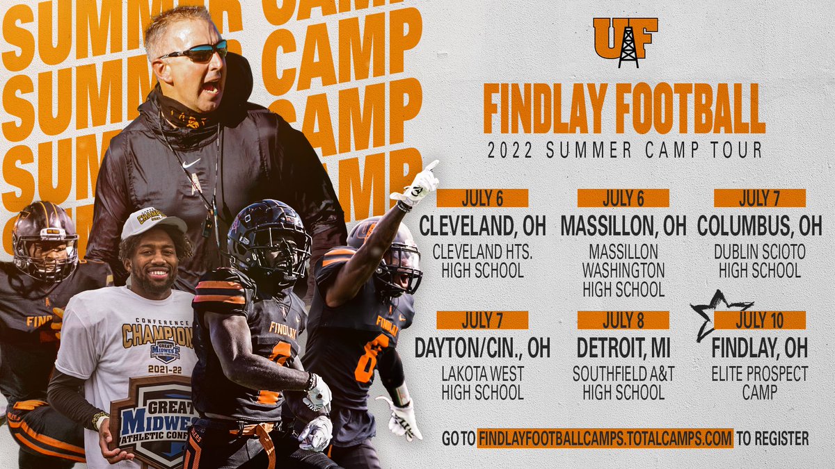 At HOME or on the ROAD… Come camp with us this summer! #1Team

findlayfootballcamps.totalcamps.com/shop/EVENT