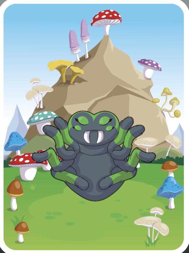 KampBorwa's tweet photo. My first VF2 revealed!! A Trusting Tarantula in Mushroom Mountain. Thank you @garyvee @veefriends https://t.co/TmUCkJ4yPL