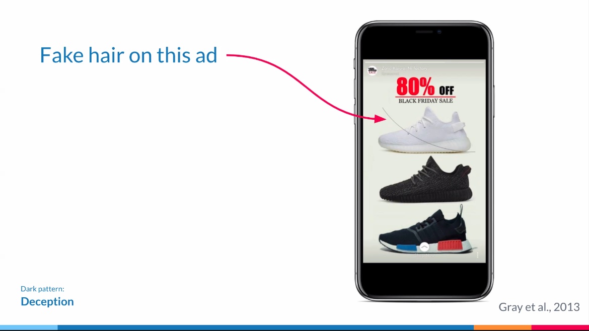 Ryan Calo (@rcalo) on Twitter photo There are some dark patterns out there but placing a hair on the screen to get the user to swipe is next level There are some dark patterns out there but placing a hair on the screen to get the user to swipe is next level
