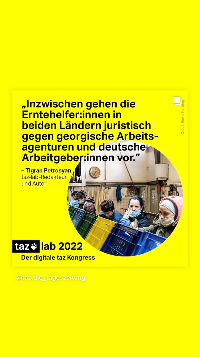 Kein Kampf ist vollständig ohne den Arbeiter*innenkampf! Seit Jahren werden georgische und viele andere #Erntehelfer*innen in Deutschland ausgebeutet. Für @taz_lab werde ich dieses Thema moderieren. #gerechtelöhne #Landwirtschaft @tazgezwitscher 
30.April.2022