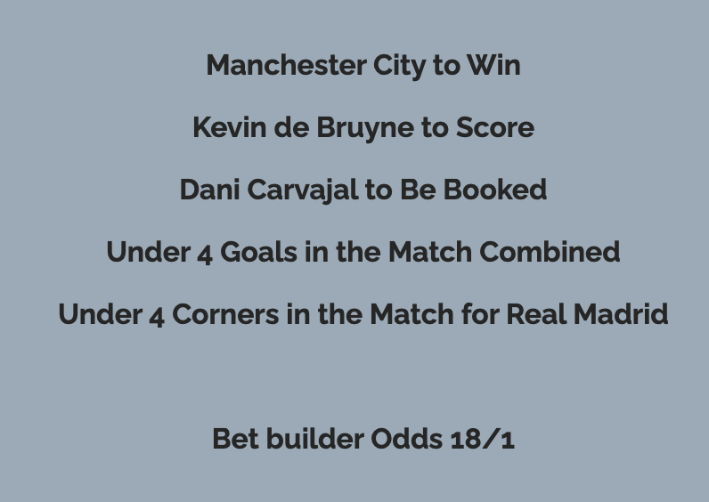 WhatAcca's tweet photo. ⚽️ Man City v Real Madrid ⚽️
✅ Bet Builder - 18/1
Who's following?
#ManchesterCity #ManCityRealMadrid #ManCityVsRealMadrid #mancity #ChampionsLeague #football #semifinal #betbuilder #bettingtips #bettingtwitter #whatacca #RealMadrid https://t.co/krR0w6UNg9
