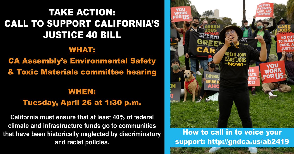 CatalystCali's tweet photo. YOU can help ensure 40% of federal climate &amp; infrastructure funds go to frontline communities by calling in w/ a public comment for Tuesday’s public hearing 📢 Instructions below!⬇️ #AB2419
https://t.co/UsiulmnyBb https://t.co/z6DPamQsye