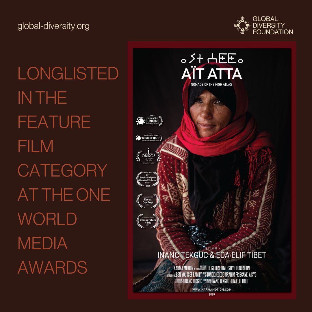 Glob_Diversity's tweet photo. We are so thrilled to announce that 'Ait Atta: Nomads of the High Atlas', produced by GDF and Karma Motion, has been longlisted in the Feature Documentary category at the One World Media Awards 2022! 

#OWMAwards2022 #documentary #pastoralism #nomad #environment #awards #bafta https://t.co/Z9slgzDQ1R