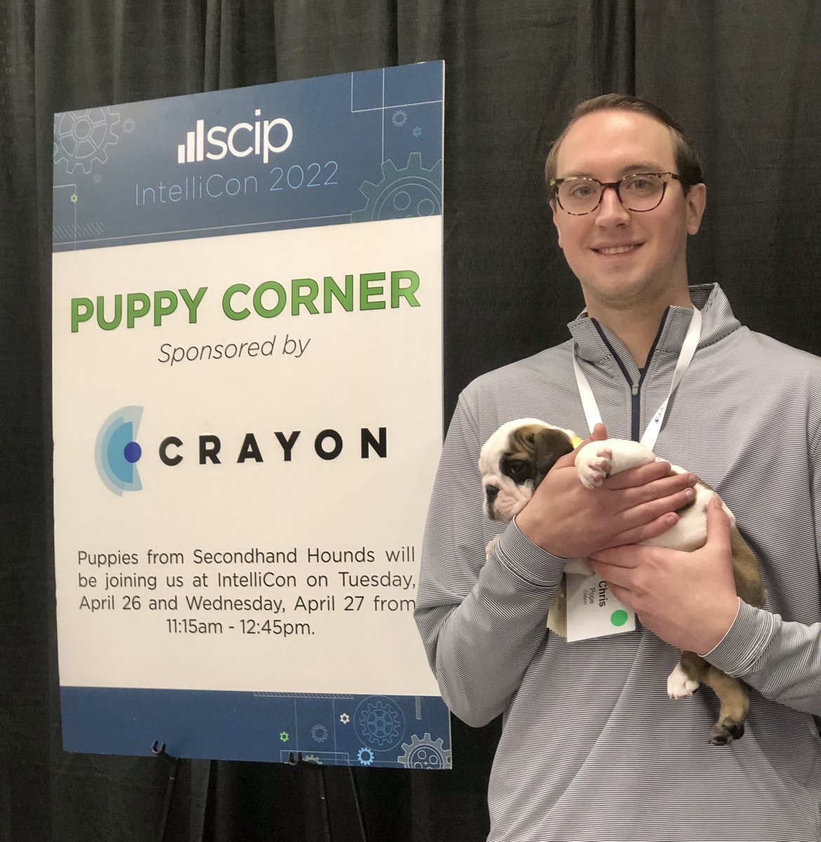 Crayon's tweet photo. #DYK we're at @SCIP's #Intellicon Conference in Minneapolis, MN this week?
Come stop by our puppy corner to play with rescue pups from @SHHRescue while chatting about our #competitiveintelligence software solution.
Sounds like a win-win, right? ๐พ ๐
#IntelliCon2022 #tech https://t.co/H4tgdaQgM3
