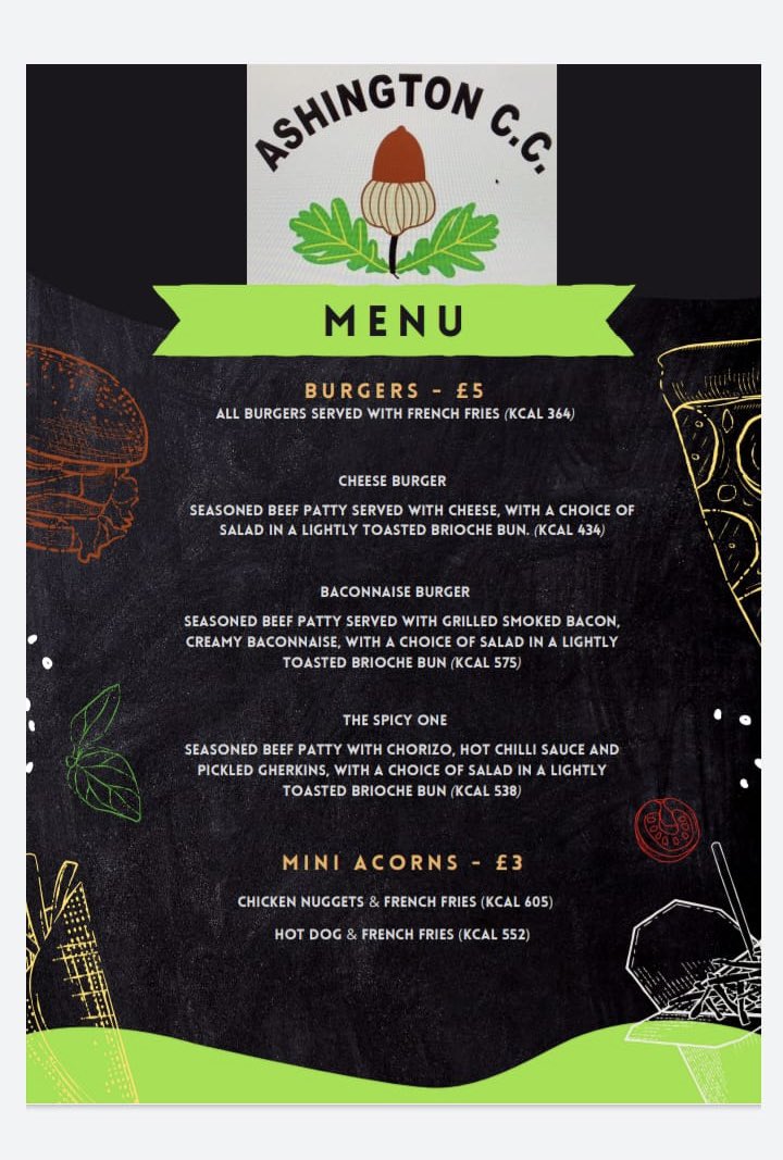 ashingtoncc_'s tweet photo. Junior Training returns this Friday, 5.30pm start!

Check out our brand new menu for the night, why not come along for a beer and a bite to eat (6-9pm)? 🍺 🍔 🏏 https://t.co/QxDA4M8c8z
