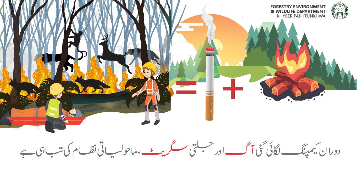 FEWDKPGovt's tweet photo. دوران کیمپنگ لگائی گئی آگ اور جلتی سگریٹ ماحولیاتی نظام کی تباہی ہے۔
#KPForest
#wildfires
#FireLines
#ForestFires https://t.co/lzElBTuZl1