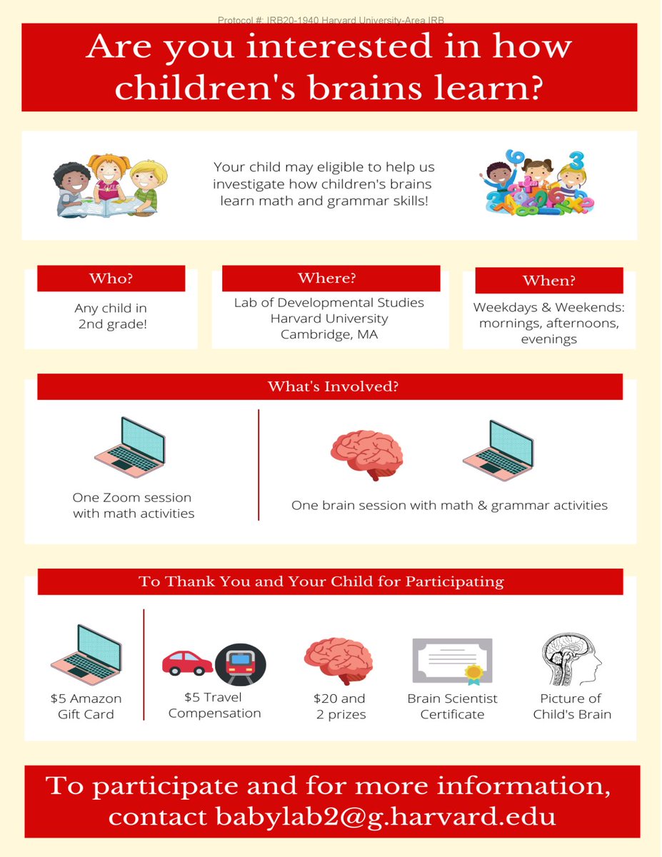 Marie Amalric (@m_amalric) on Twitter photo We are currently recruiting children in 2nd grade for our study on math and grammar learning. Please share! And if you are interested, simply reach out to babylab2@g.harvard.edu We are currently recruiting children in 2nd grade for our study on math and grammar learning. Please share! And if you are interested, simply reach out to babylab2@g.harvard.edu