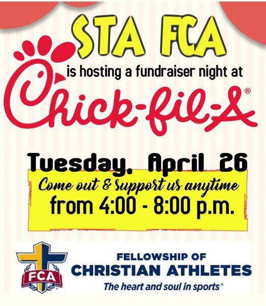 STA_FCA's tweet photo. Come and support FCA tonight at chick fil a!! https://t.co/tzW19mTBk5