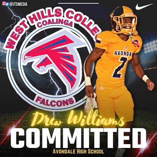 After a long decision I will continue my athletic and academic career West Hills College <a href="/WHC_Falcons/">Coalinga College Football</a> <a href="/Coach_Berna/">Justin Berna</a> <a href="/CoachCoreyBell/">Corey Bell</a> <a href="/AvondaleFootba2/">Avondale Football</a>