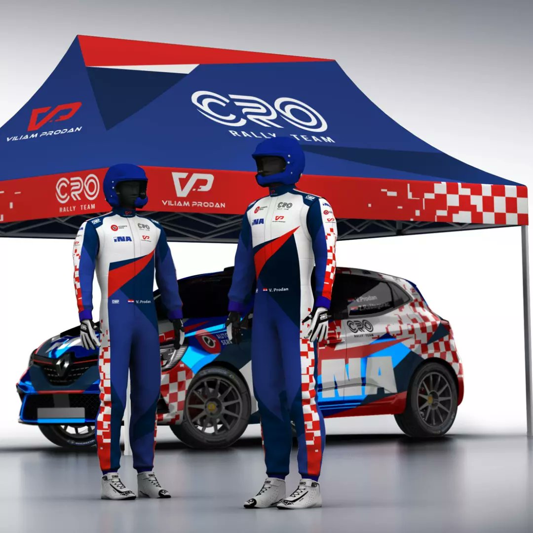AbstraxiDesign's tweet photo. The time has come to present the entire branding for Viliam Prodan. We have created a complete look for a suit, car, tent and clothes. This is how it all looks live! #suitdesign #racingsuit #rally #rallying #wrc #viliamprodan #rallycroatia #omp #ompsuit #omponeart #custom #design https://t.co/SEVYmdDR2Y