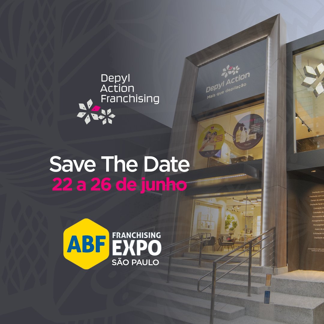 Está chegando a oportunidade que irá mudar sua vida! Prepare-se! 

📅Entre os dias 22 e 25 de junho você tem um encontro marcado com a Depyl Action na ABF Franchising Expo. Anote na agenda!

Acesse o link e reserve sua vaga gratuitamente⤵️
abfexpo.com.br/pt/a-feira.html 

#depylaction