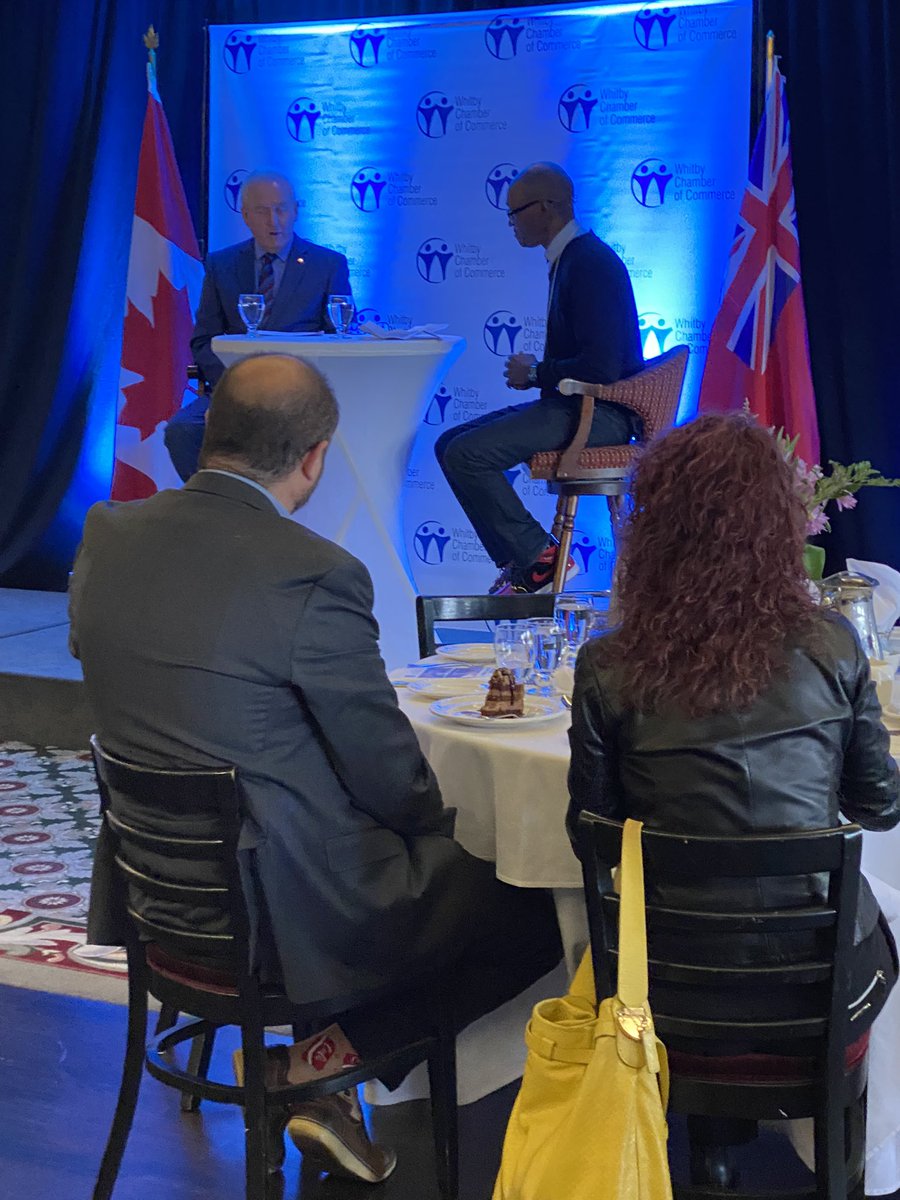 _donmitchell's tweet photo. A big thank you to the @WhitbyChamber for hosting “In Conversation with Mayor Don Mitchell” this afternoon at @RoyalAshburn. It is always a great pleasure speaking to our local business community. Thank you to Isaac Wanzama for moderating. @gspkCOMMERCE https://t.co/s1DXjyQ6zQ