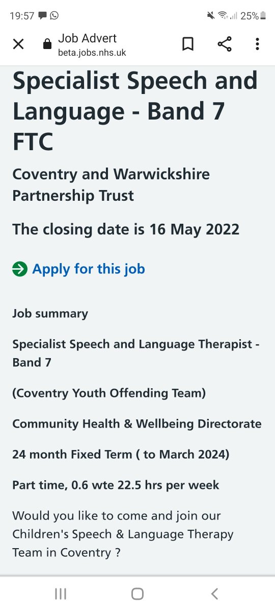 Fabulous opportunity to make a massive contribution to Speech and Language provision in the Youth Offending Service. Band 7 role in Coventry. Please retweet to your criminal justice networks. <a href="/cjsscen/">CJSSCEN</a> @JacquiLearoyd @SLTclare_ <a href="/Claire_SLT/">Claire Westwood</a> @SLT_Kimu76
