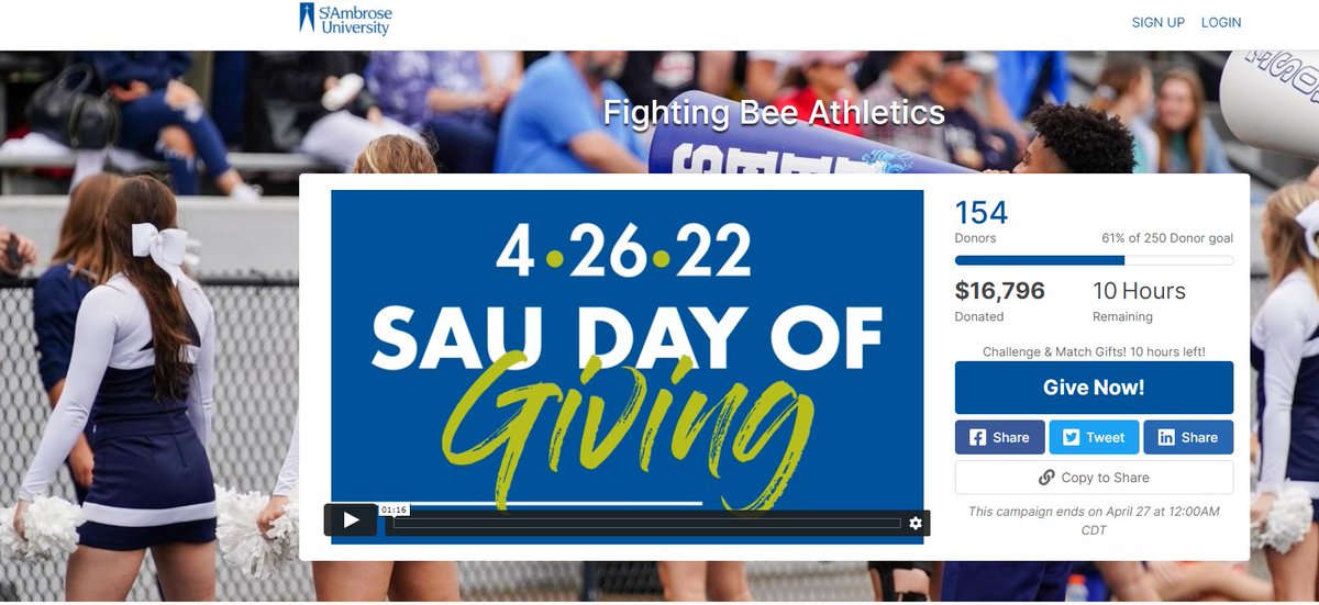 SAUBEES's tweet photo. Still plenty of time to support your Fighting Bees!
β‘οΈ https://t.co/4EkNRG8NbS
#BeesGiveBack #BeeAGiver #BringTheSting π https://t.co/TjsFUxaRxa
