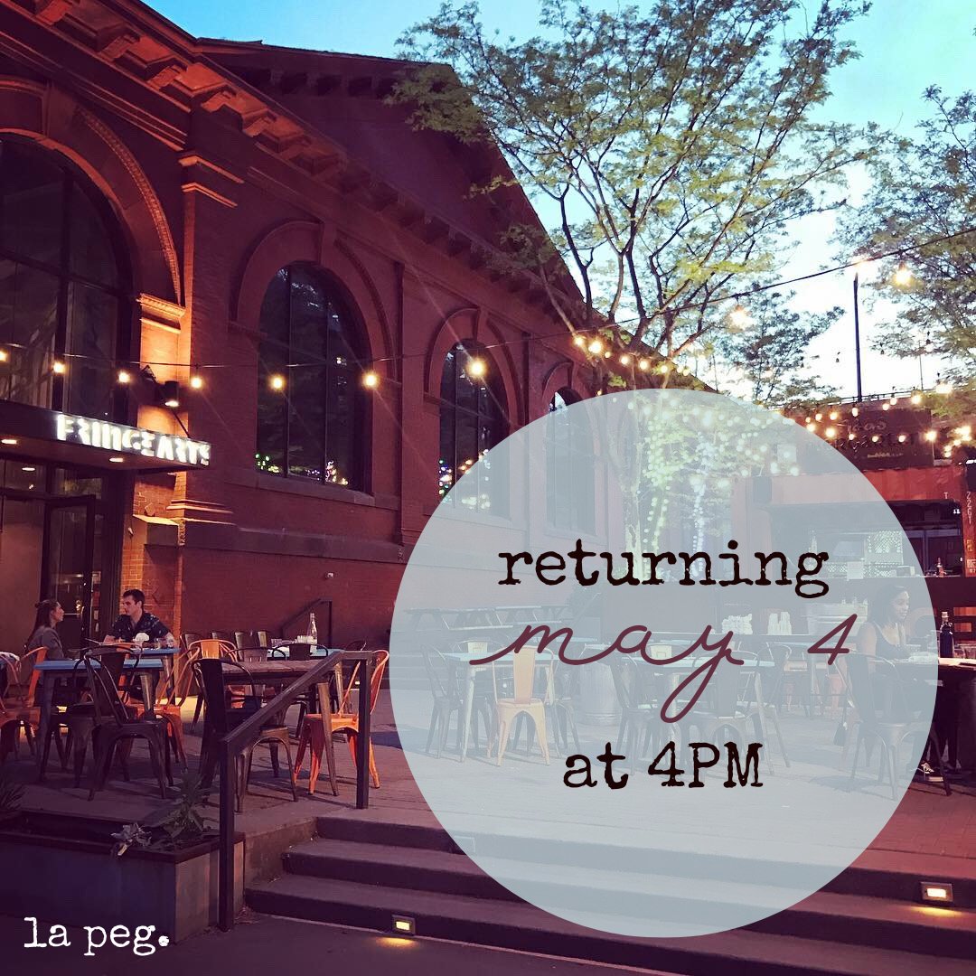 It's official: we will be BACK on Wed 5/4! We'll be open for indoor and outdoor drinking and dining Wednesday through Sunday beginning at 4PM. Full details, including this year's menu, at lapegbrasserie.com. We can't wait to see you in the Biergarten, friends!