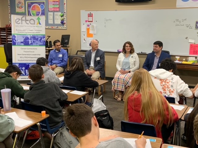ConroeEDC's tweet photo. Deputy Director Laura Lea Palmer had the pleasure of being on an Education for Tomorrow Alliance Future Focus panel today to share her career story with 7th and 8th grade students at @ConroeISD's McCullough Junior High.
#conroeedc #conroe #conroetx #conroetexas #futureworkforce https://t.co/UP6z11m83e
