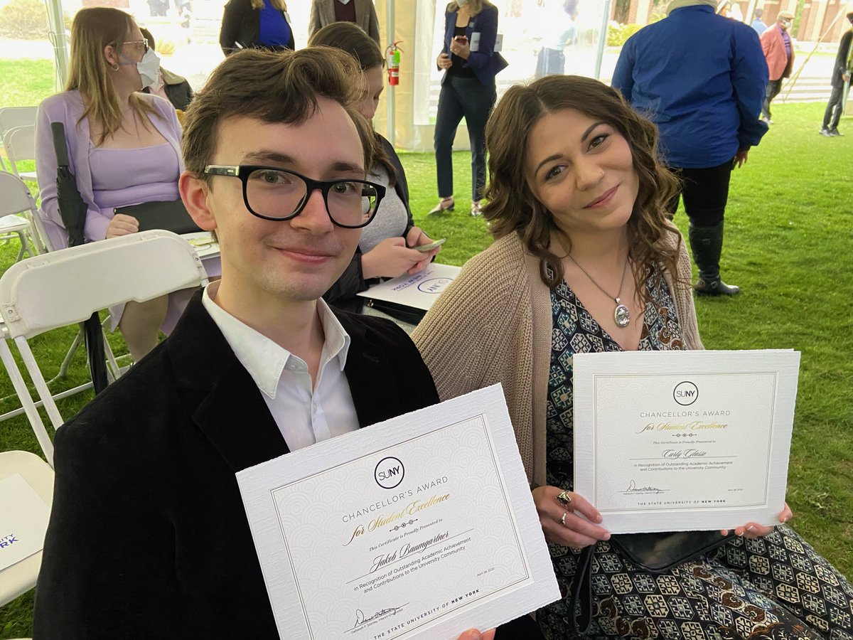 Congratulations to <a href="/SUNY_Orange/">SUNY Orange</a> students Jakob Baumgartner and Carly Glassé who were named as recipients of the State University of New York (<a href="/SUNY/">SUNY - The State University of New York</a>) Chancellor’s Award for Student Excellence during an awards luncheon today in Albany. #SOexperience #SOquality #SUNYOrange