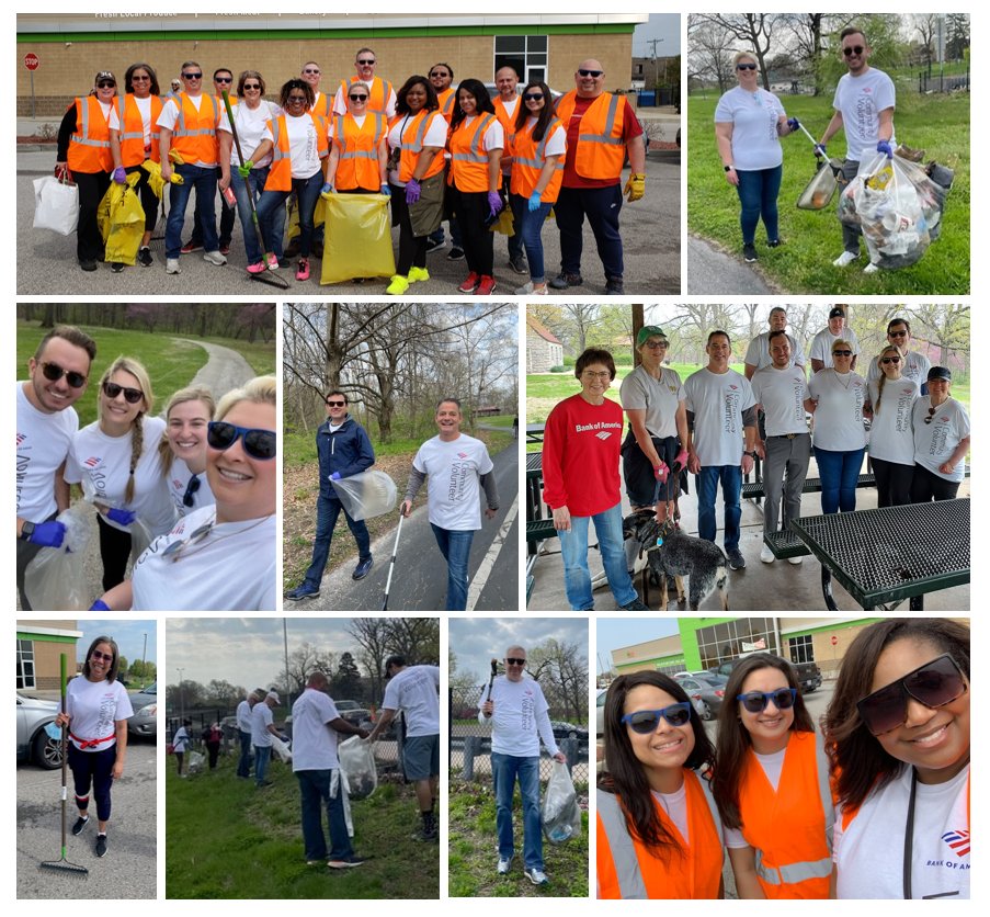 MarilynBushBofA's tweet photo. Shout out to our #BofAVolunteers who stepped up throughout the month of April to support the Great St. Louis Cleanup! What a great way to celebrate #EarthDay and #GlobalServiceMonth! πππ https://t.co/0onN7sb4T3