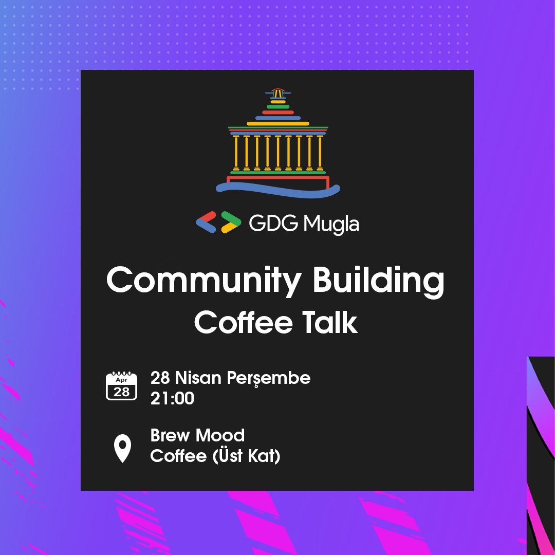 gdgmugla's tweet photo. GDG Mugla olarak Muğla'da teknoloji sektöründe çalışan, yazılımcı ve mühendis çevresi oluşmasına katkı sağlamak, şehirdeki profesyonel ve öğrencilerin bir arada verimli ve keyifli bir topluluk inşaa etmesinin ilk adımı olması için düzenlediğimiz etkinliğe hepiniz davetlisiniz! https://t.co/Y9vsbj1RDQ